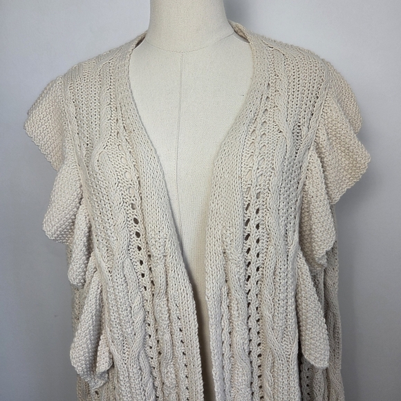 Universal Threads Ruffle Open Front Cotton Blend Cardigan - Picture 4 of 11